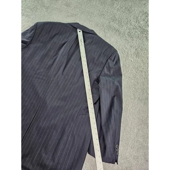 Brooks Brothers Suit Jacket 46 R Blue Wool Striped Brooksease Makers Luxury USA